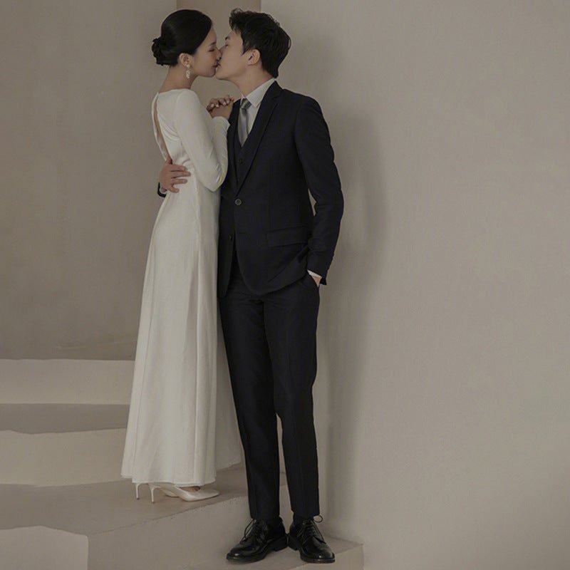 Engagement French Light Wedding Dress Skirt Women's High Sense Spring Simple Hepburn Style Backless New Chinese Style
