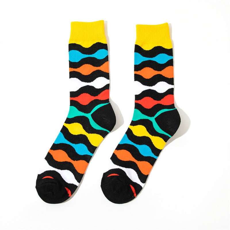 Male Medium Tube Personality Pattern Men's Animation Women's Wholesale Socks Long Tube Comic Film Socks-5PRS