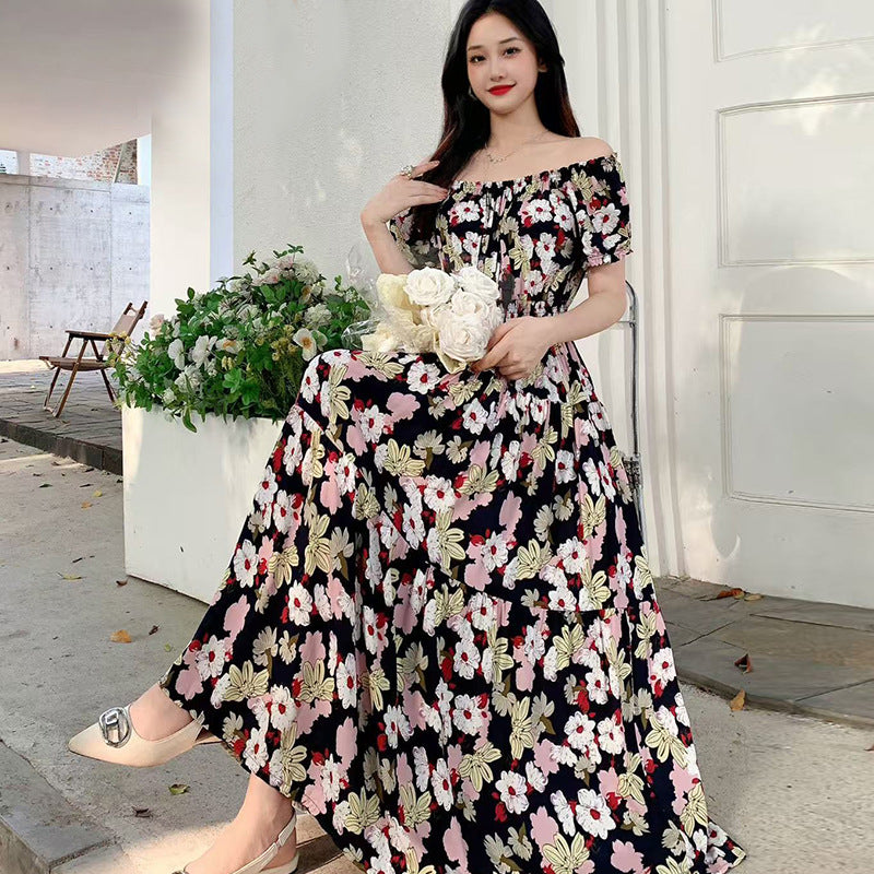 Prairie Dream Dress: Tiered Cotton Maxi - Cold Shoulder & Smocked Waist