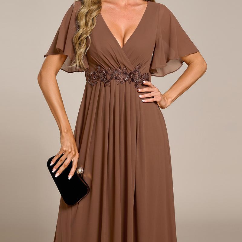 MatchSet Chiffon Dress | Draped Sleeve & Script Print | Sunset Stroll Romper