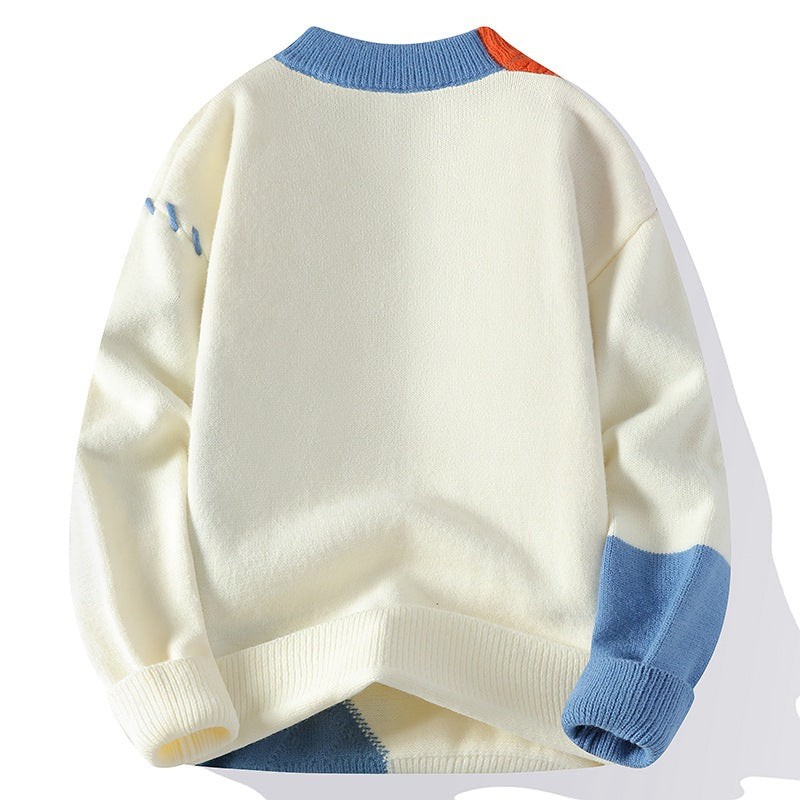 Popular Men's Autumn and Winter New Semi-turtleneck Sweater Men's Thickened Pullover Trendy Men's Knitted Top