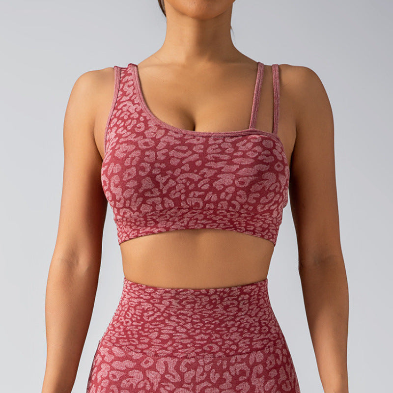 Leopard Print Sports Vest Set｜High-Waist Hip Shaper Yoga Pants｜Open Back Sports Bra｜Gym to Street Athleisure