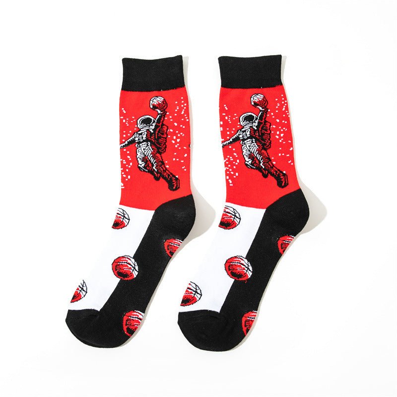 Male Medium Tube Personality Pattern Men's Animation Women's Wholesale Socks Long Tube Comic Film Socks-5PRS