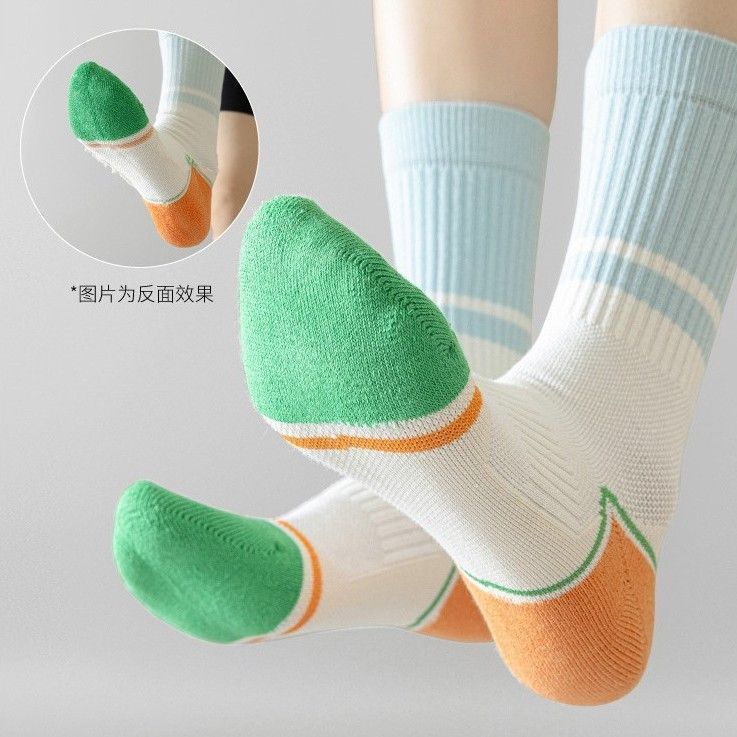 Professional Sports Socks Women's Medium Tube Socks Spring and Autumn Stockings Running Cycling Tennis Outdoor Autumn and Winter Towel Bottom Socks Women