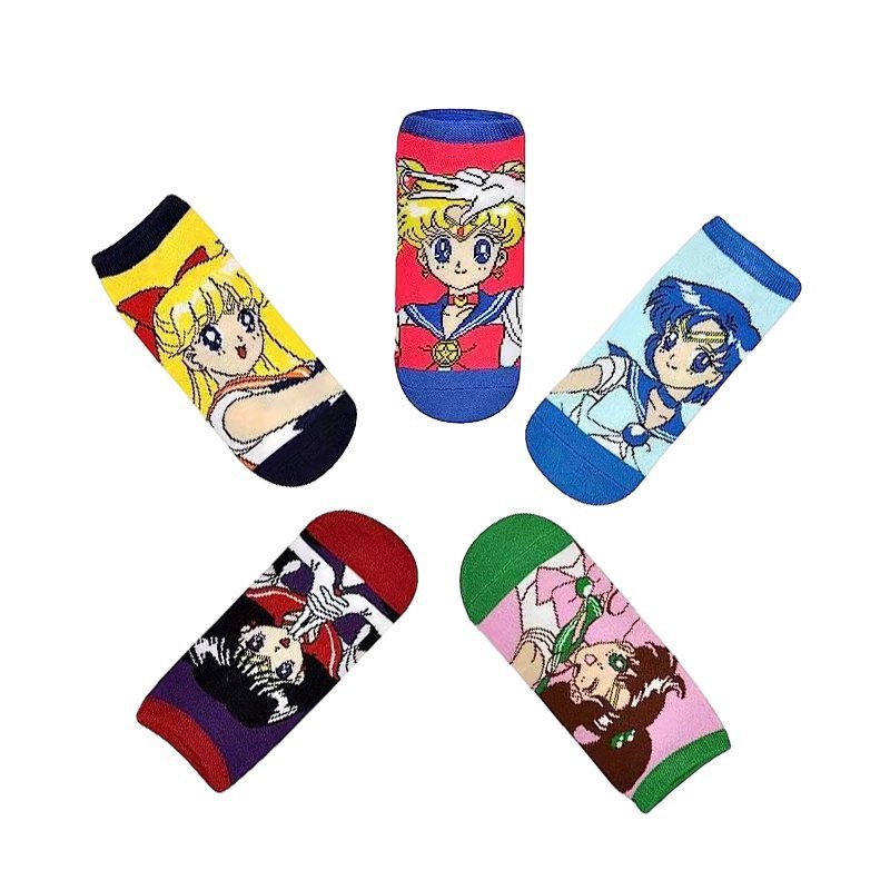 Four Seasons Sailor Moon Tide Socks Short Socks Cotton Cute Ladies Cotton Socks Boat Socks-5PRS