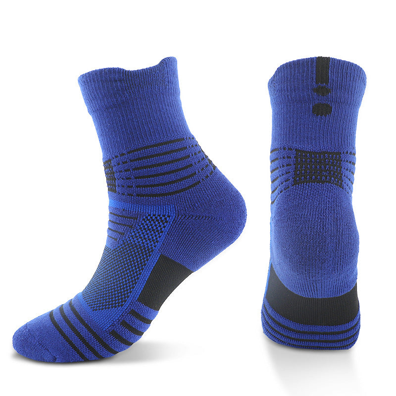 Men's Towel Bottom Non-slip Sports Boat Socks Terry Outdoor Medium and Short Tube Elite Socks Quick-drying Running Socks