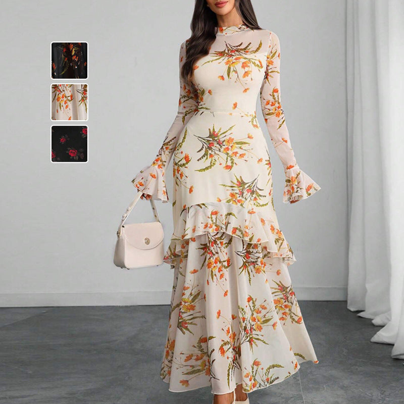 Summer Statement Dress: Black Floral, Flutter Sleeves｜Boho Vacation Essential