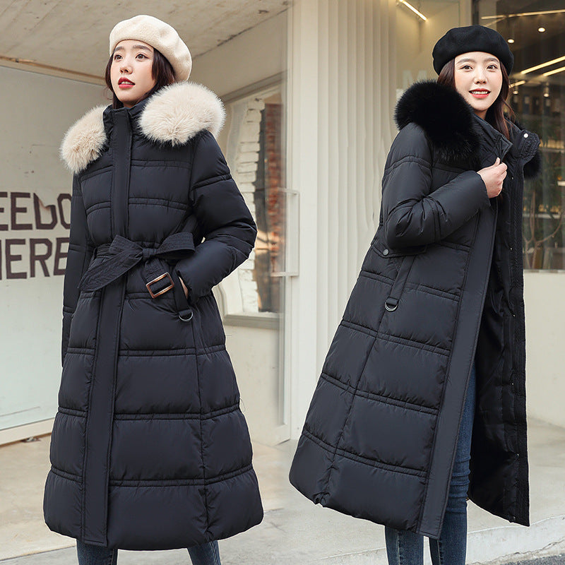 Down Cotton-padded Clothes Women's Winter New Cotton-padded Clothes Long Over The Knee Korean Version Loose Thickened Cotton-padded Jacket Tide