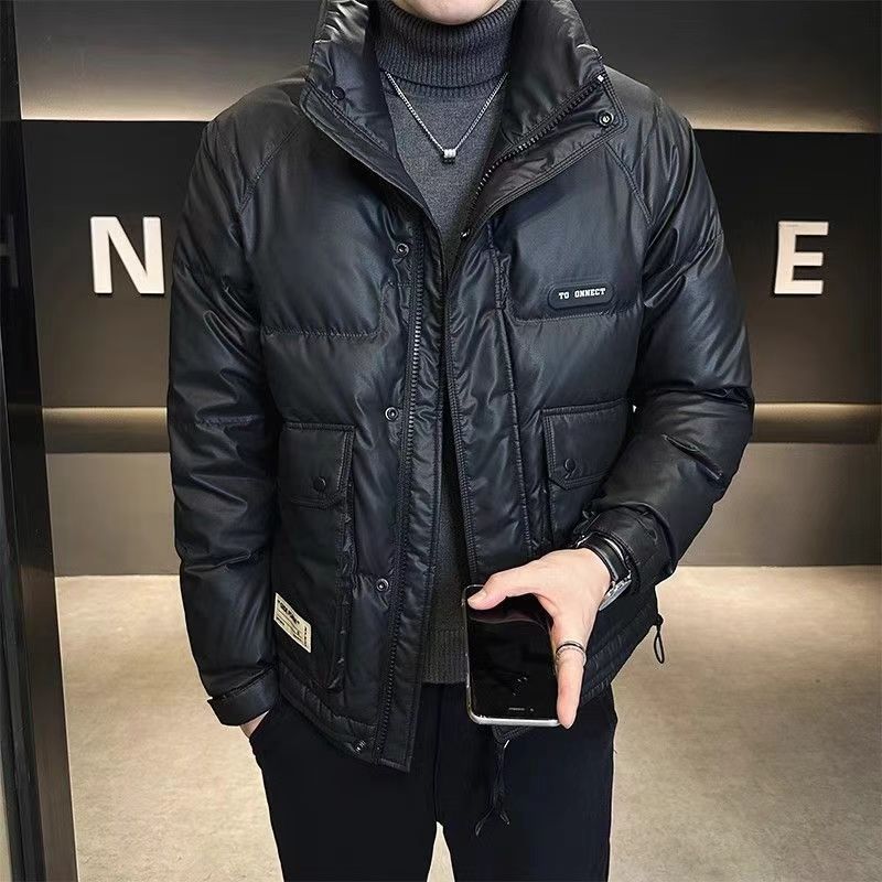 Down Jacket Men's Winter New Youth Stand-up Collar Simple White Duck Down Jacket Top Fashion Men's Trend