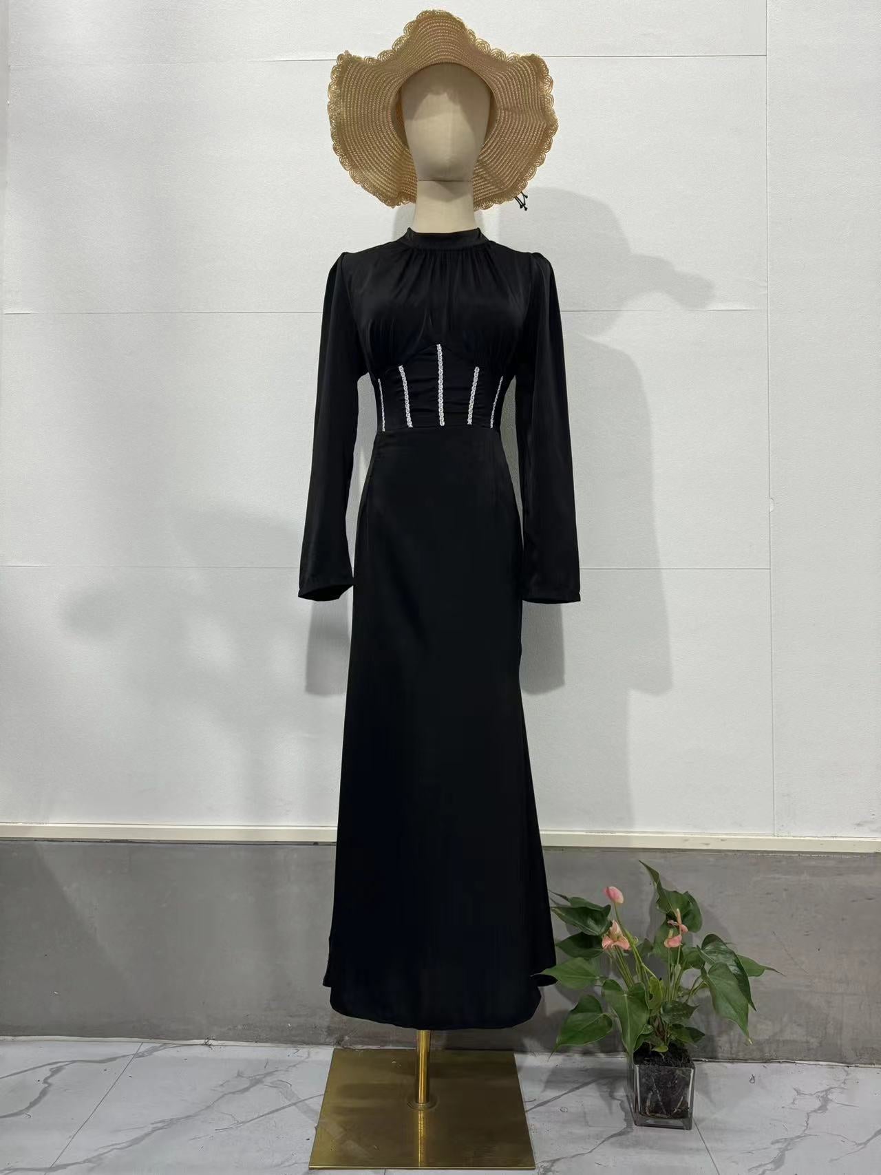 Runway Halter Evening Dress - Red Carpet Asymmetric Hem Long Sleeve Gown