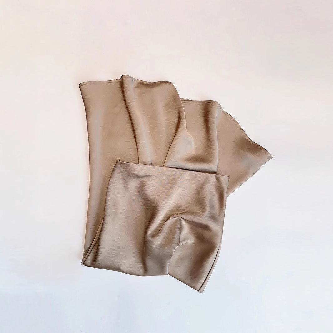 French Temperament Acetic Acid Satin Drape Skirt Women's Spring and Summer Solid Color High Waist Hip-wrapped Fishtail Skirt A-word Long Skirt
