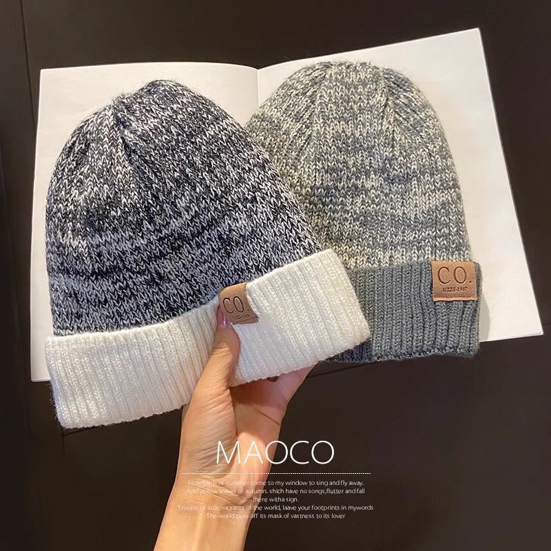 Men's Autumn and Winter Trendy Warm Knitted Hat Velvet Ear Protector Wool Women's Headgear Hat-3PCS