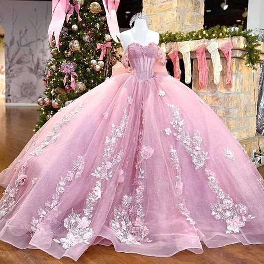Balletcore Sweetheart Dress Floral Lace & Tulle Skirt | Teen Party/Bar Mitzvah Gown