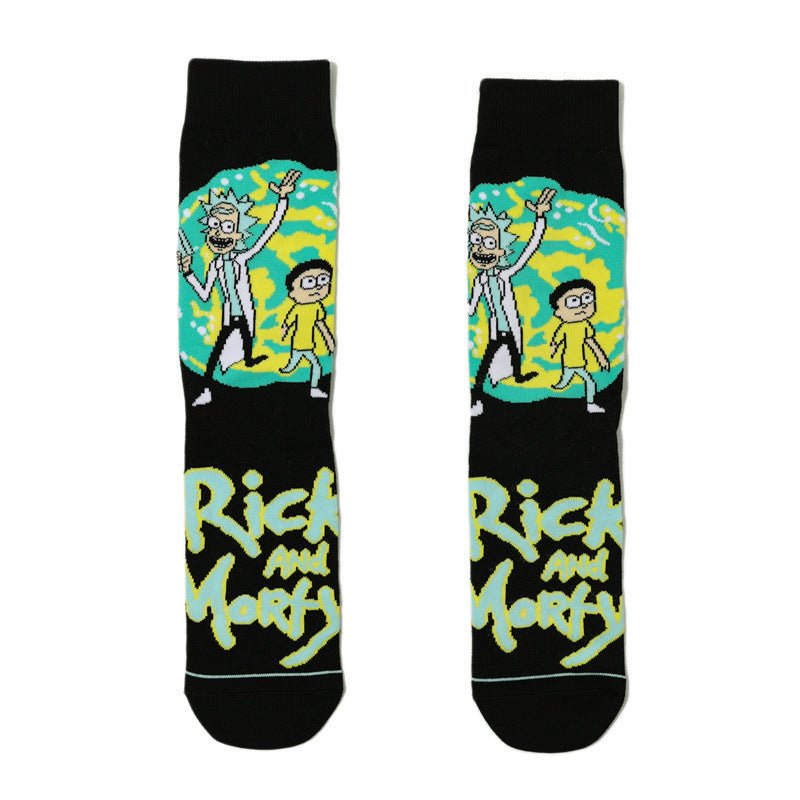 Men's Cotton Socks and Women's Animation Medium Tube Men's Socks Wholesale Medium Tube Couple Socks-5prs