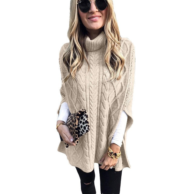New Turtleneck Solid Color Street Hipster Sweater Loose Fashion Sweater Women's Shawl