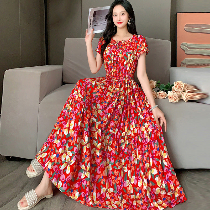 Prairie Dream Dress: Tiered Cotton Maxi - Cold Shoulder & Smocked Waist