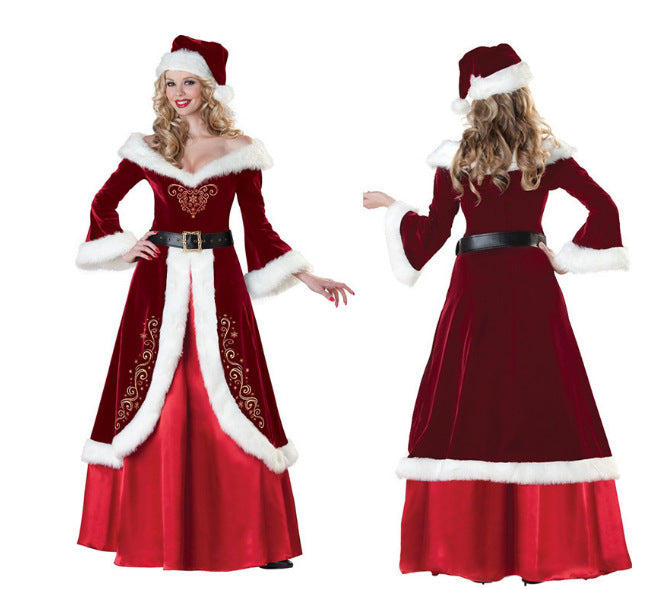 Santa Claus Couple Clothing Vintage Court Dress Women's Cosplay Makeup Ball Performance Clothing
