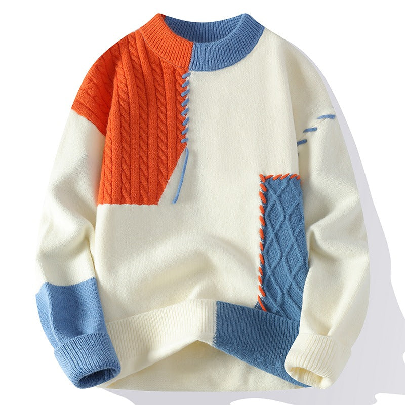 Popular Men's Autumn and Winter New Semi-turtleneck Sweater Men's Thickened Pullover Trendy Men's Knitted Top