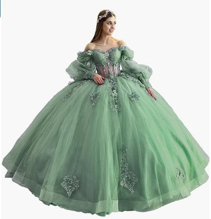 Floral One-Shoulder Tutu Dress with Bubble Sleeves - Spring Summer Elegant Party & Evening Wear