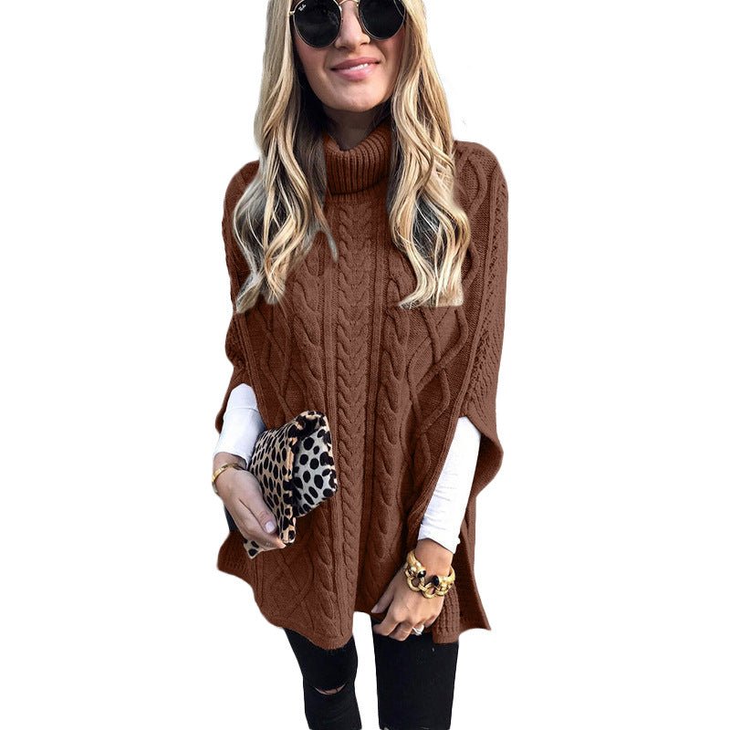 New Turtleneck Solid Color Street Hipster Sweater Loose Fashion Sweater Women's Shawl