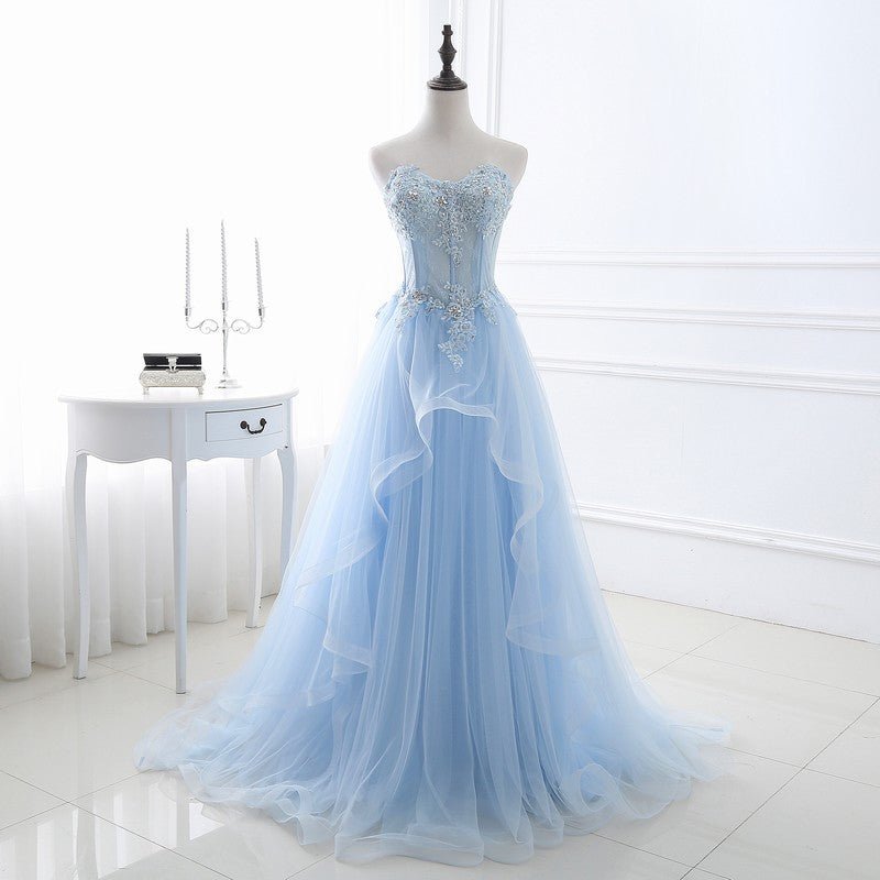 Evening Dress Blue New Tube Top Strap Slim Bridesmaid Dress Banquet Party Annual Meeting Host Performance Dress