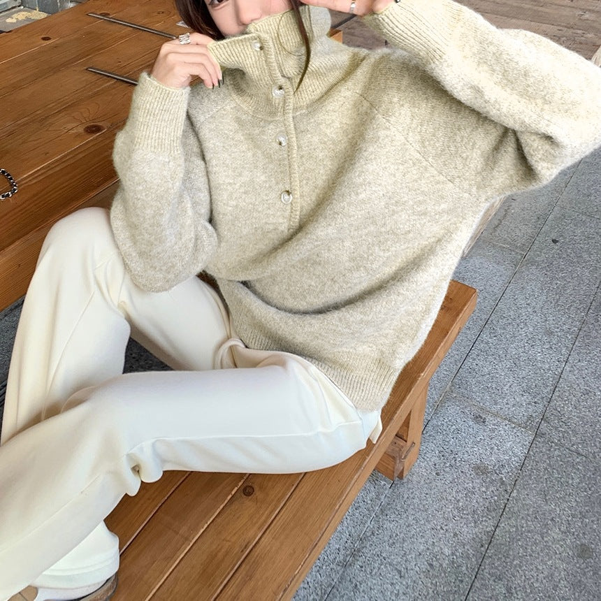 Design Sense New Year's Turtleneck Red Sweater Women's New Lazy Style Casual Knitted Sweater Women