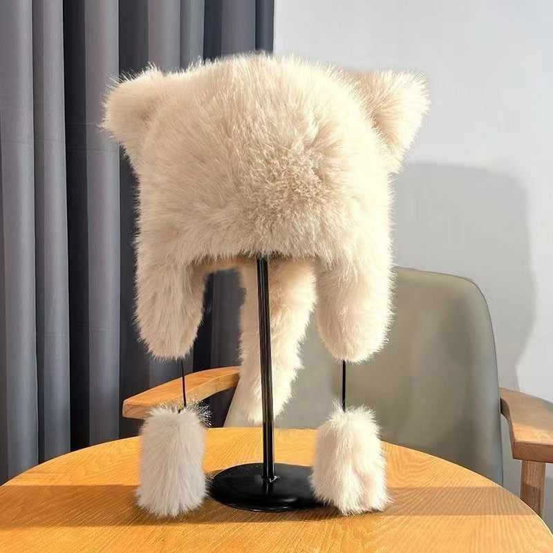 Environmentally Friendly Hair Imitation Fox Hair Raccoon Thickened Warm Princess Fashionable Ear Protection Hat