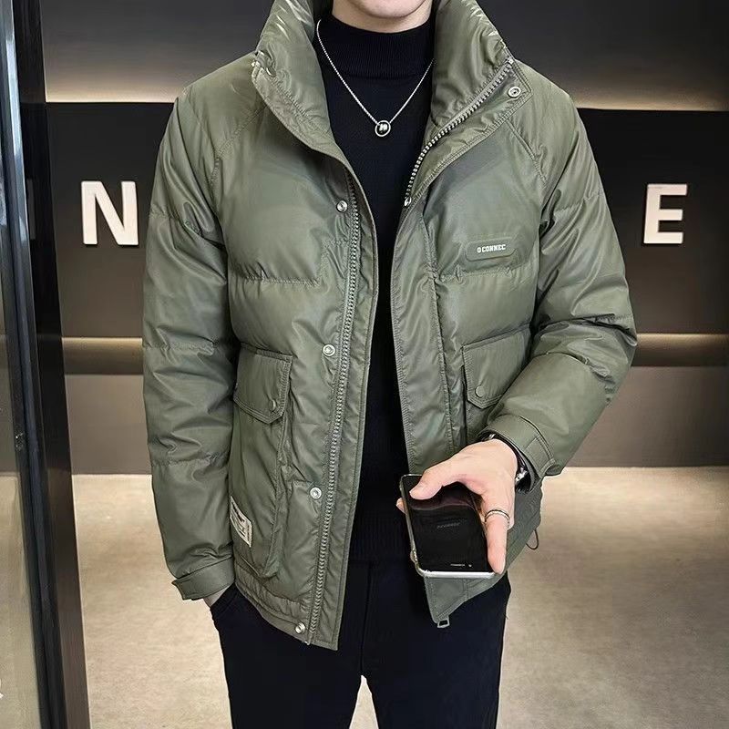Down Jacket Men's Winter New Youth Stand-up Collar Simple White Duck Down Jacket Top Fashion Men's Trend