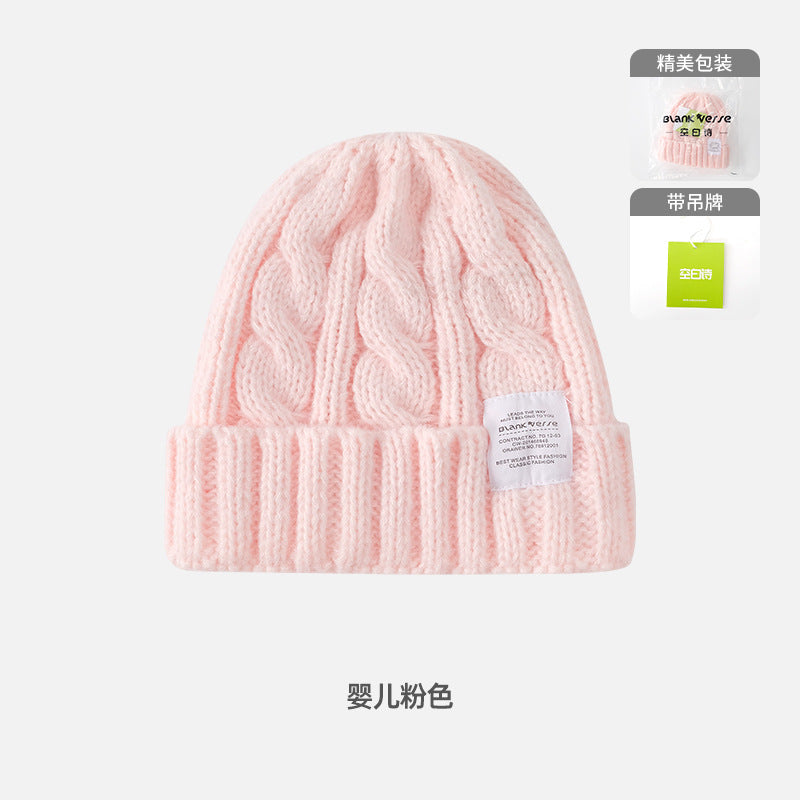 Solid Color Twist Female Autumn and Winter Student Warm Ear Protection Knitted Hat Couple Versatile Cold Hat