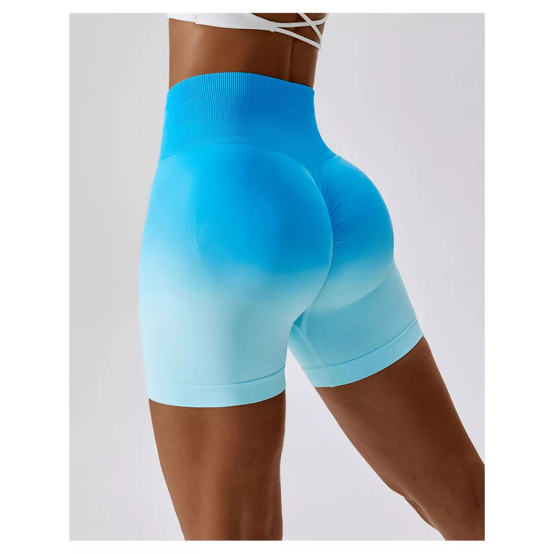 Seamless Yoga Pants Set | Peach Nude Gradual Change Booty Lift | 4-Way Stretch Sports Shorts | Eco-Friendly 3D Knit