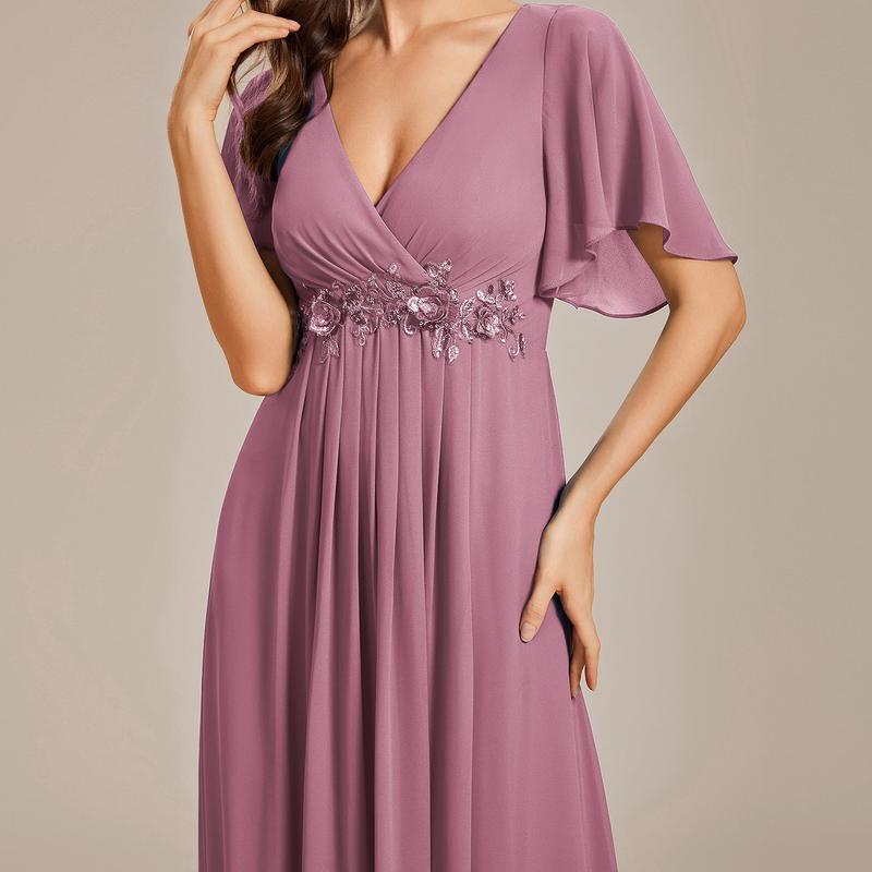 MatchSet Chiffon Dress | Draped Sleeve & Script Print | Sunset Stroll Romper