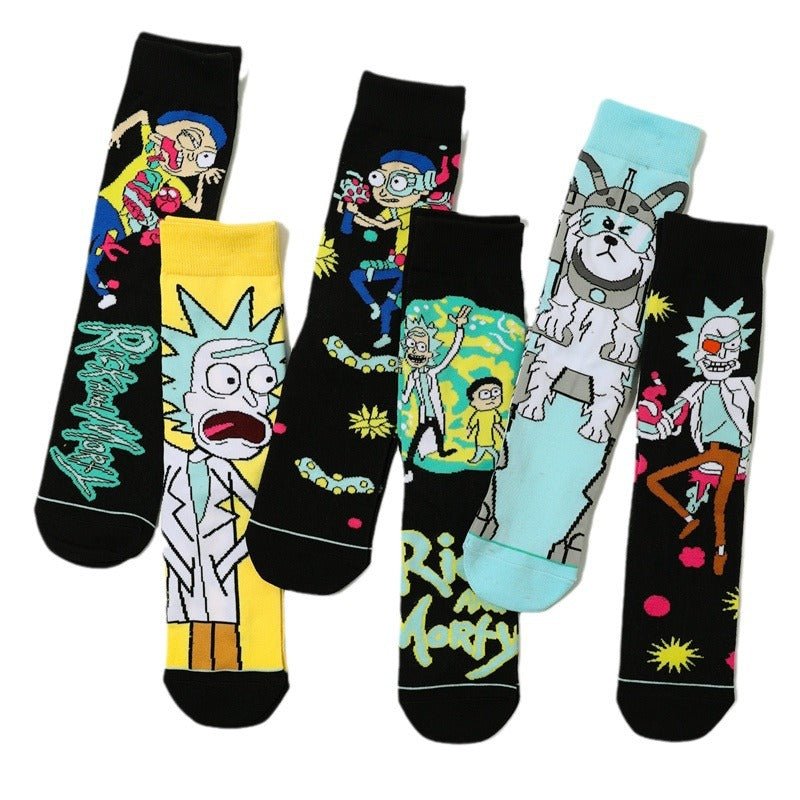 Men's Cotton Socks and Women's Animation Medium Tube Men's Socks Wholesale Medium Tube Couple Socks-5prs