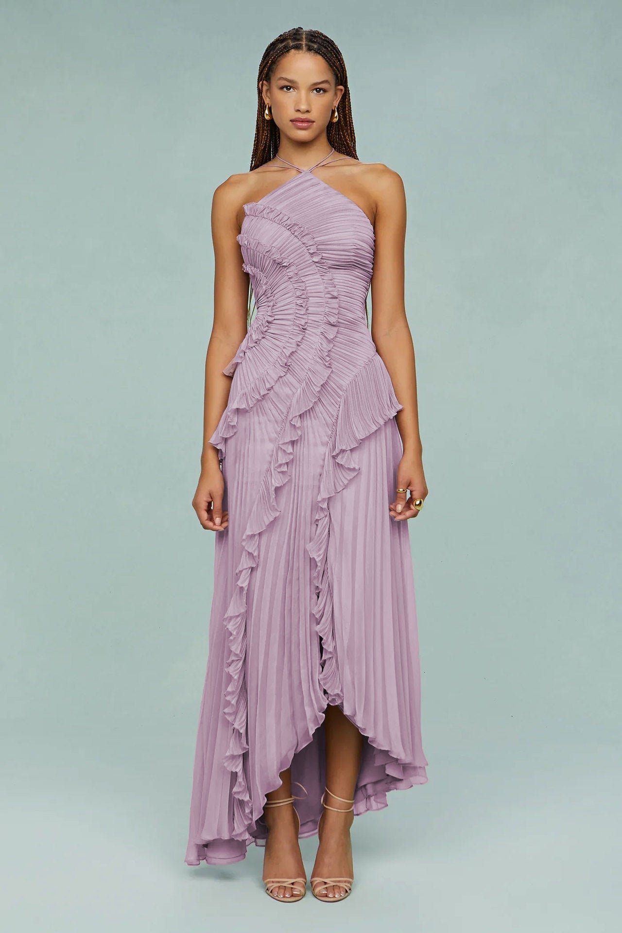 Luxury Chiffon Evening Gown: Ruffle Pleated Maxi Dress for Women, Breathable Summer Party Wear - Elegant Midi/Maxi Styles