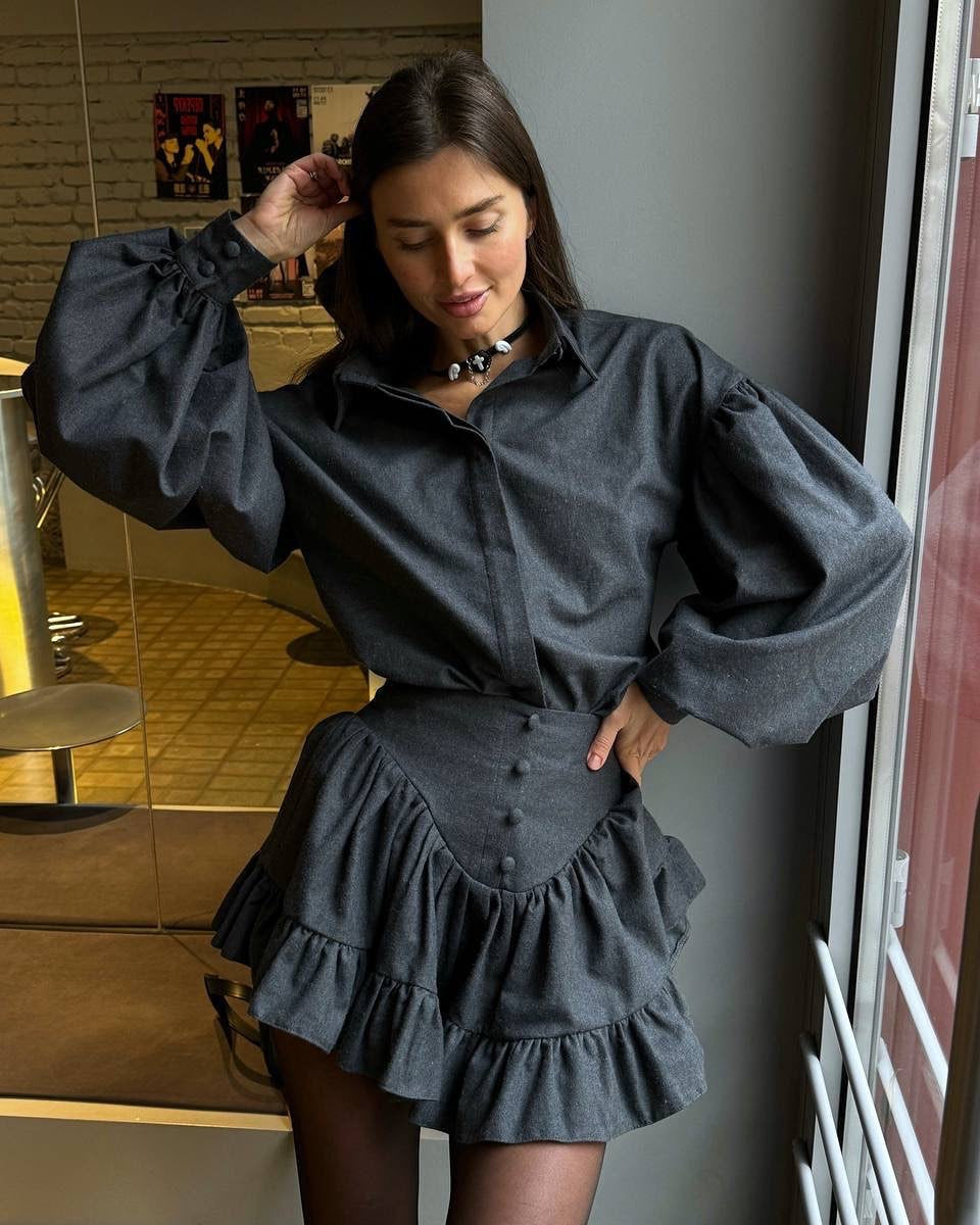 New Temperament Suit Women's Clothing High-end Spring Plaid Design Lotus Leaf Edge Short Skirt Two-piece Set