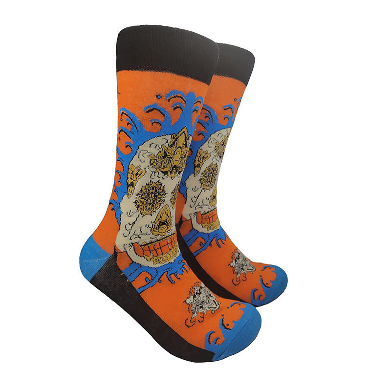 Medium tube socks men's and women's trendy brand stockings personalized European and American men's and women's socks sports skateboard socks