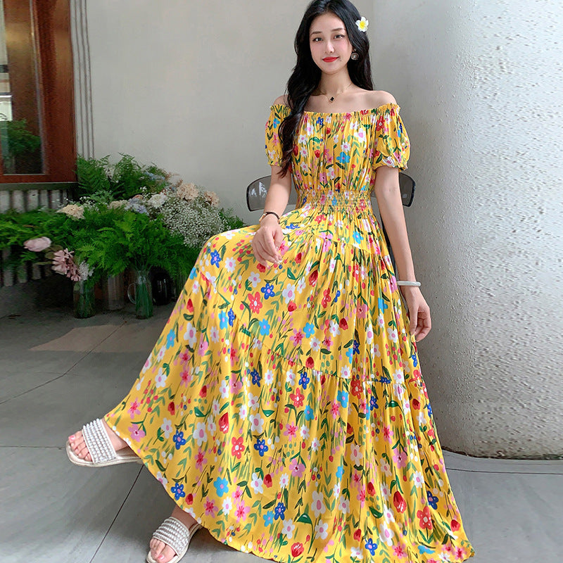 Prairie Dream Dress: Tiered Cotton Maxi - Cold Shoulder & Smocked Waist