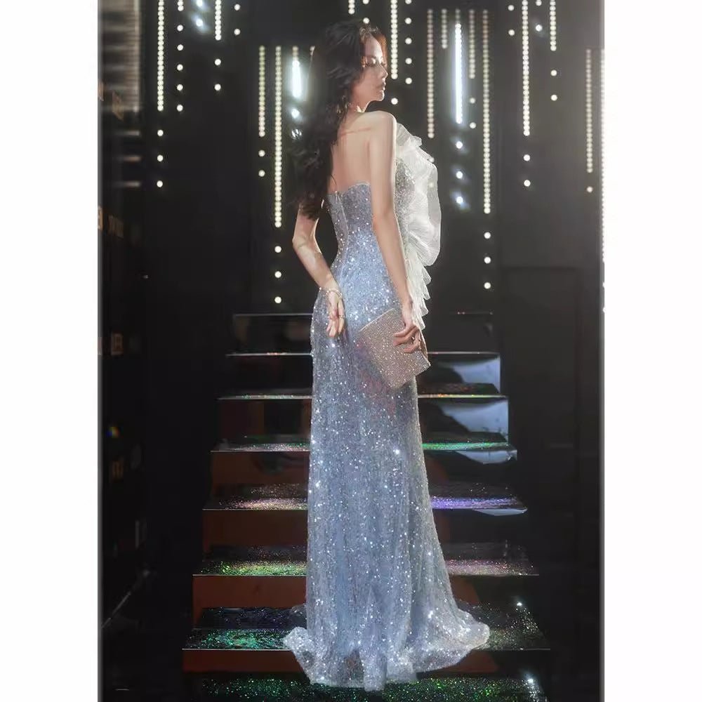 Evening dress female new design sense niche annual meeting host fishtail catwalk solo performance high-end sense female