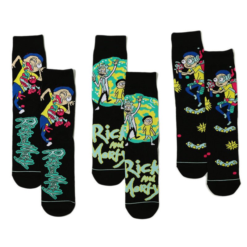 Men's Cotton Socks and Women's Animation Medium Tube Men's Socks Wholesale Medium Tube Couple Socks-5prs