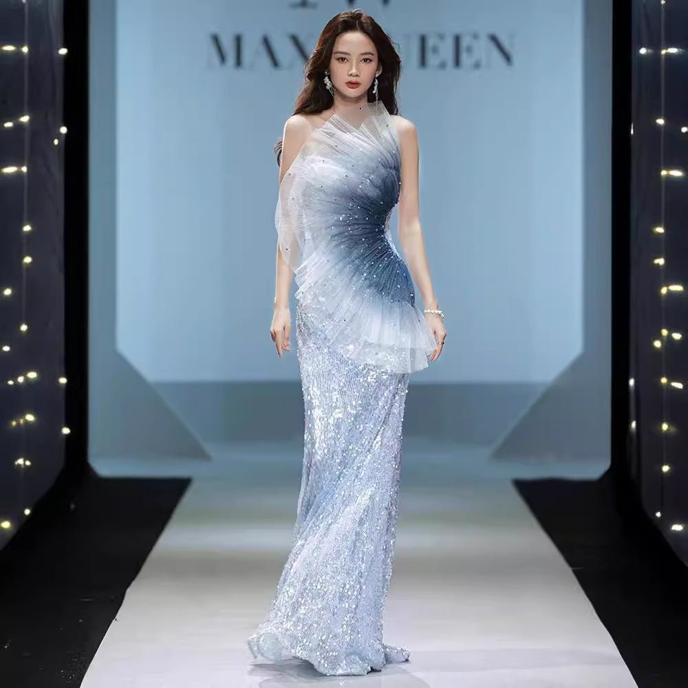 Evening dress female new design sense niche annual meeting host fishtail catwalk solo performance high-end sense female