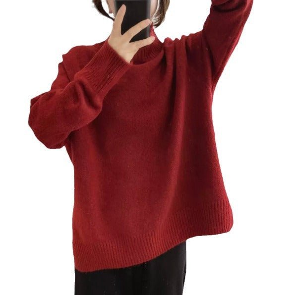 Purple Turtleneck Sweater Jacket Autumn and Winter New Loose and Thin Pullover High-end Soft Waxy Bottoming Knitted Sweater Top
