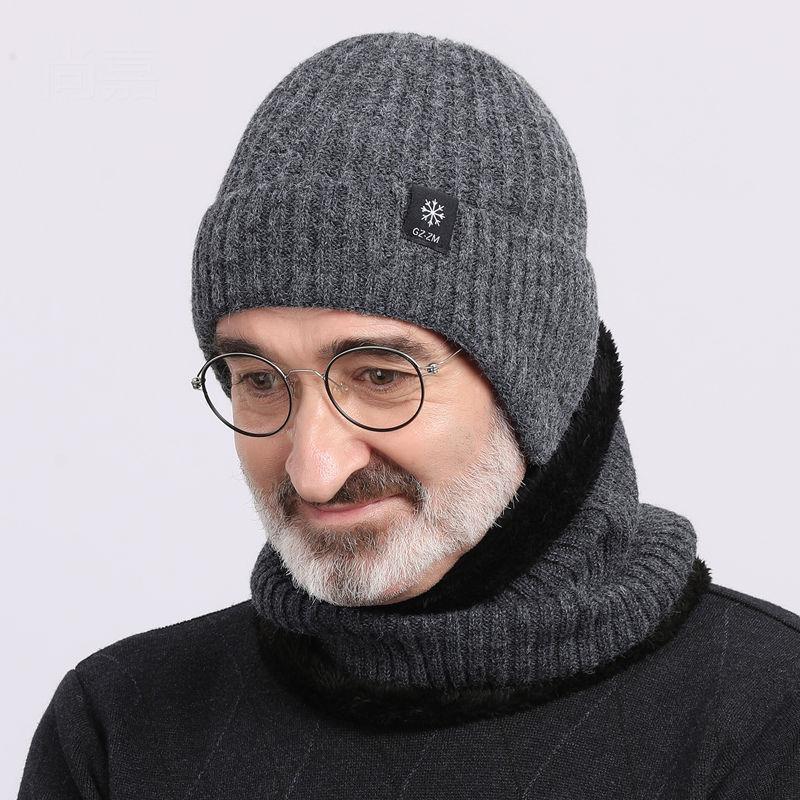 Hat Men's Winter Warm Wool Hat Thickened Ear Protector Winter Autumn and Winter Knitted Hat Men's Winter