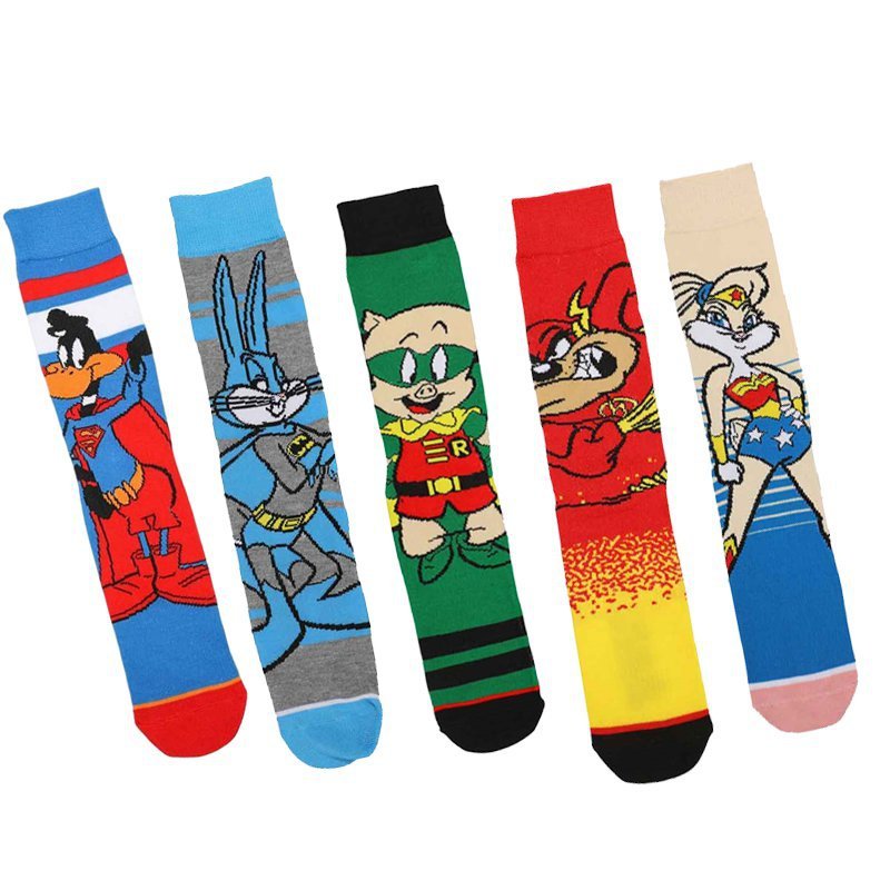 Men's Tide Socks Animation Cartoon Cotton Bugs Bunny Socks Women's Medium Tube Casual Four Seasons Medium Tube-5PRS
