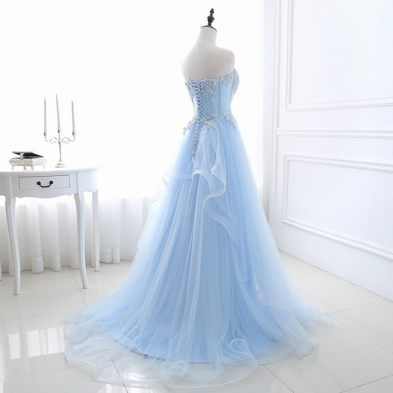 Evening Dress Blue New Tube Top Strap Slim Bridesmaid Dress Banquet Party Annual Meeting Host Performance Dress