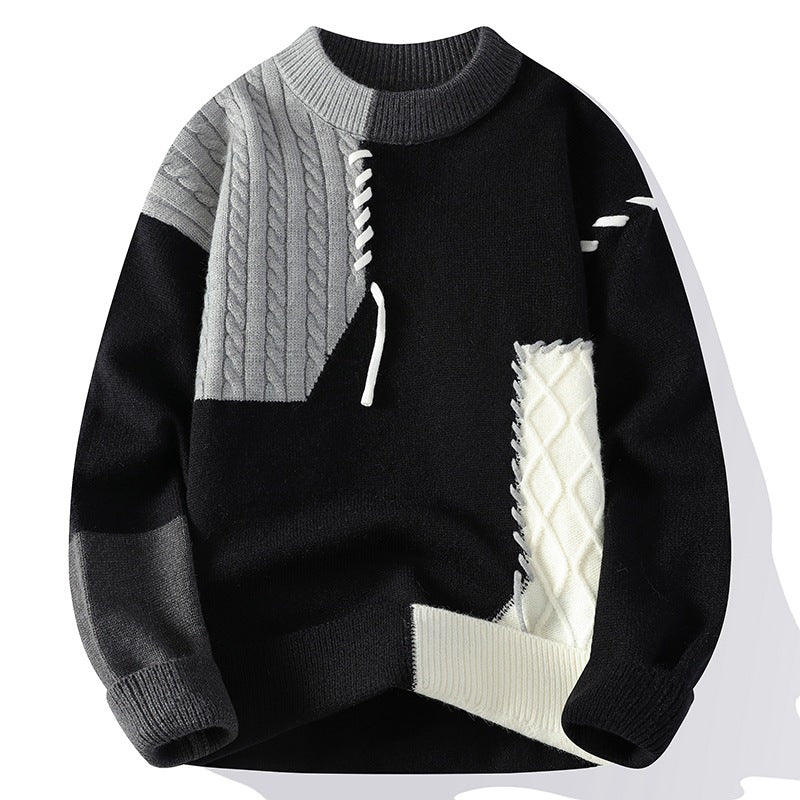 Popular Men's Autumn and Winter New Semi-turtleneck Sweater Men's Thickened Pullover Trendy Men's Knitted Top