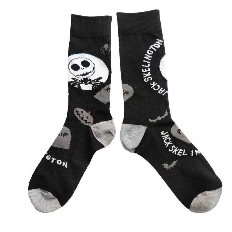 Men's Wholesale Cotton Socks Large Size Cotton Animation Four Seasons Manufacturers Casual Halloween Beautiful Women Socks-5PRS