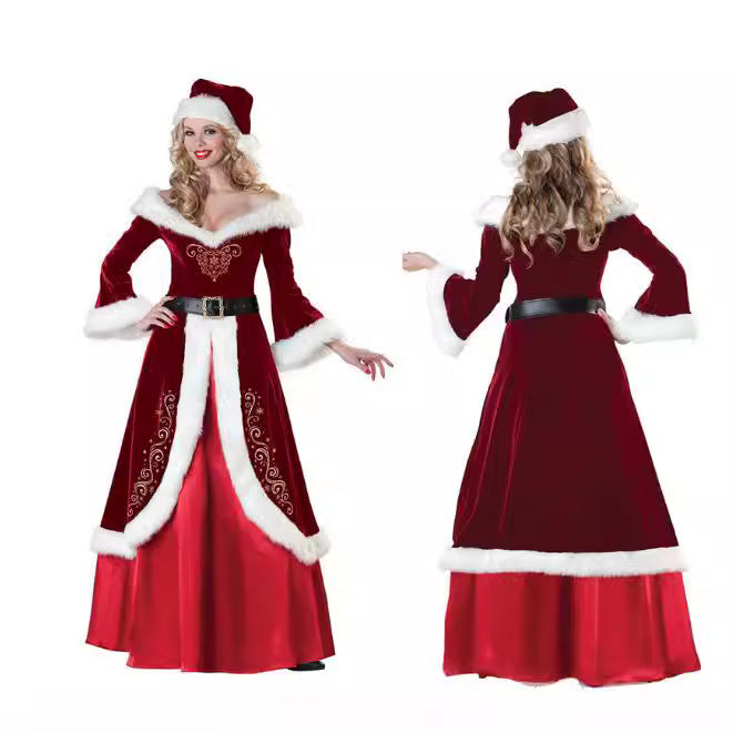 Santa Claus Couple Clothing Vintage Court Dress Women's Cosplay Makeup Ball Performance Clothing