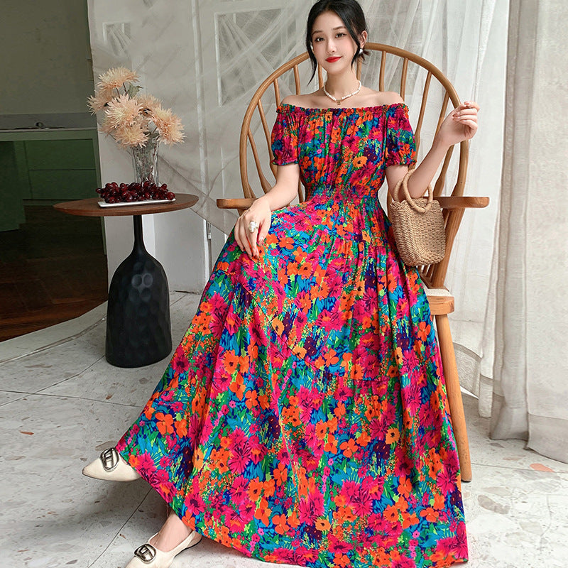 Prairie Dream Dress: Tiered Cotton Maxi - Cold Shoulder & Smocked Waist