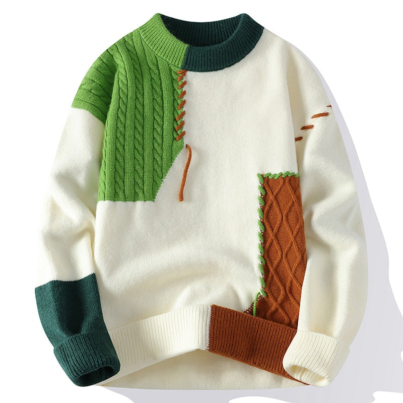 Popular Men's Autumn and Winter New Semi-turtleneck Sweater Men's Thickened Pullover Trendy Men's Knitted Top