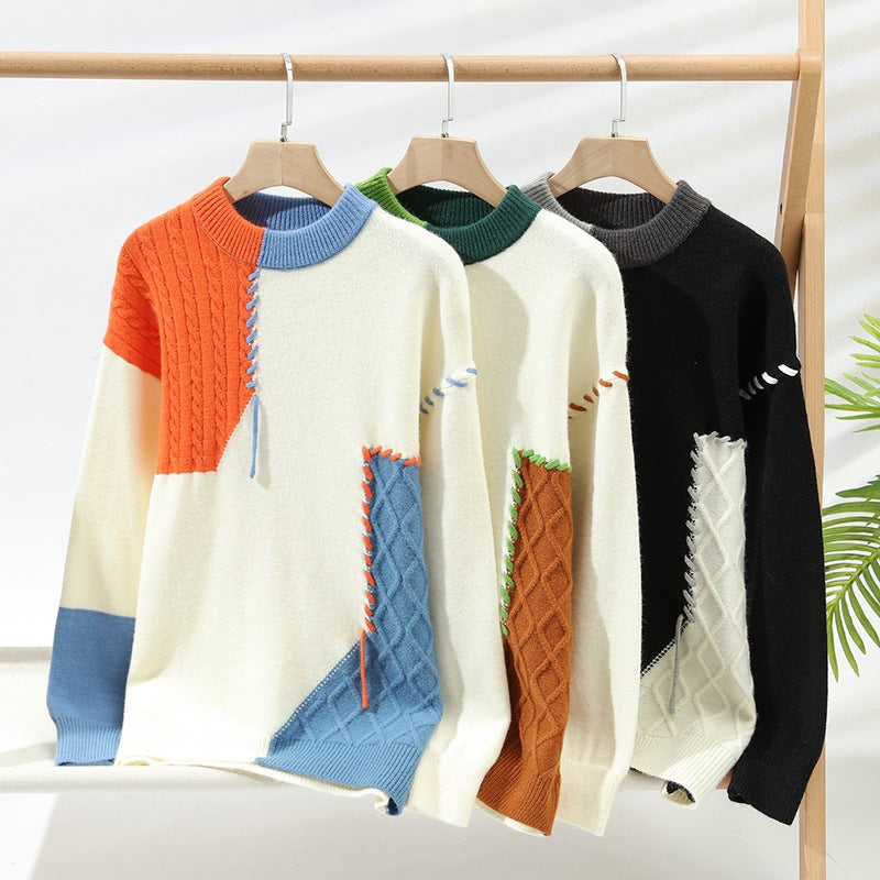 Popular Men's Autumn and Winter New Semi-turtleneck Sweater Men's Thickened Pullover Trendy Men's Knitted Top