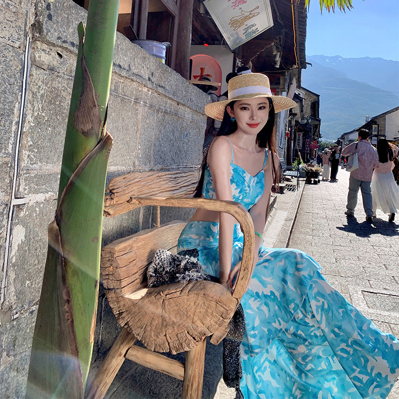Sexy Y2K Summer Co-ord Set: Printed Crop Top & High-Slit Skirt Two-Piece Outfit